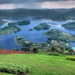 Luxury lodges on lake Bunyonyi.