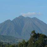 Mount sabinyo volcanic hiking in Uganda.